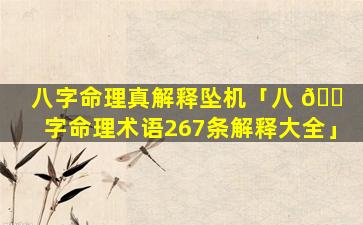 八字命理真解释坠机「八 🐠 字命理术语267条解释大全」